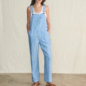 Faherty Linen Mechanic Overall Railroad Stripe Medium